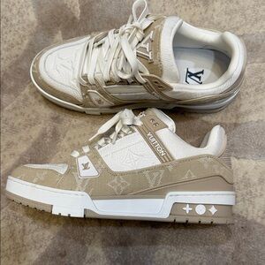 Louis Vuitton Tan and Cream Sneakers